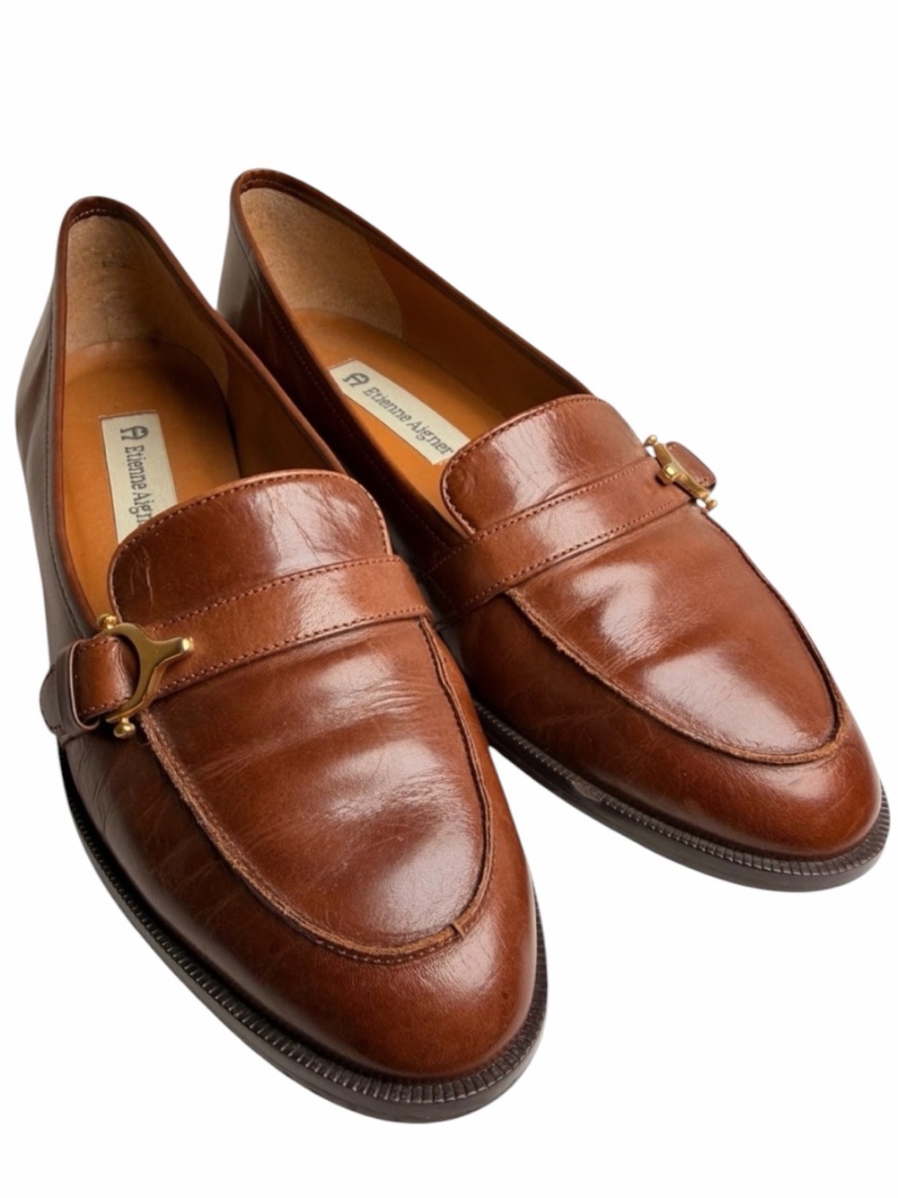 Vintage Etienne Aigner Tracy Horsebit Leather Loafers Camel Brown 8.5N